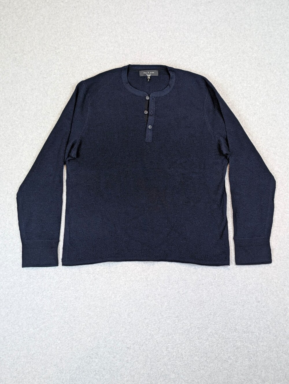 Rag & Bone Merino Wool Henley Sweater Mens XXL Navy Shirt Blend Gregory Thermal
